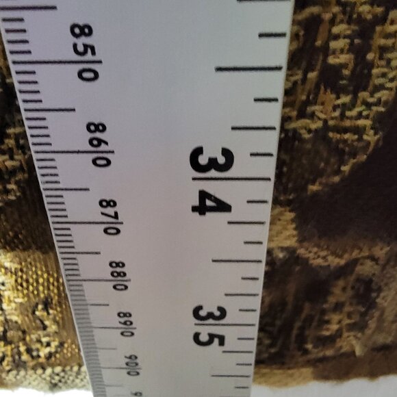 VTG Sag Harbor Womens Midi Skirt Faux Wrap Sz 2XL Brown & Gold Brocade Preppy - Picture 9 of 12